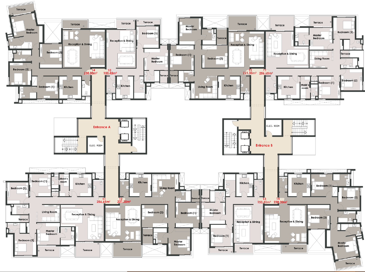Floor plan for apartment at Palm Hills New Cairo