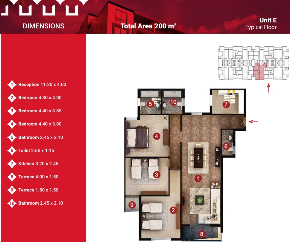 Floor plan for apartment at Capital Heights 1