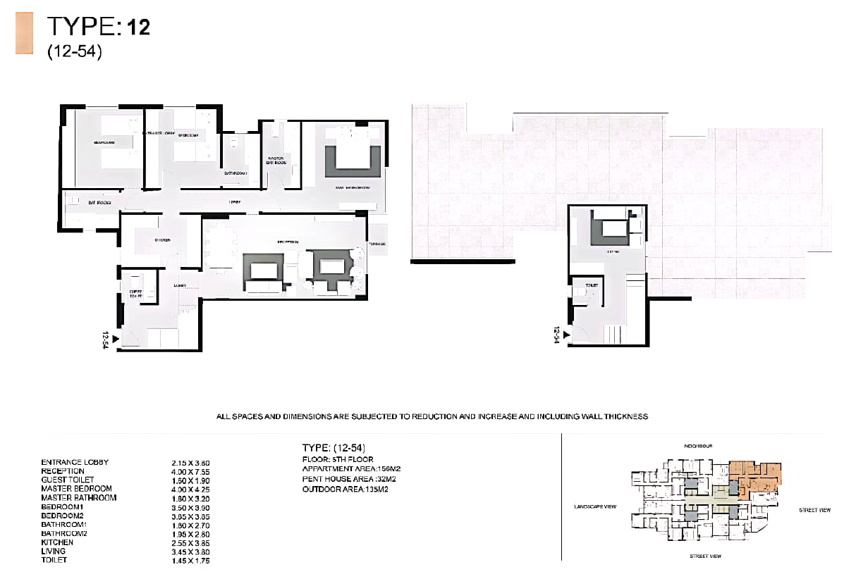 Floor plan for penthouse at Sun Capital