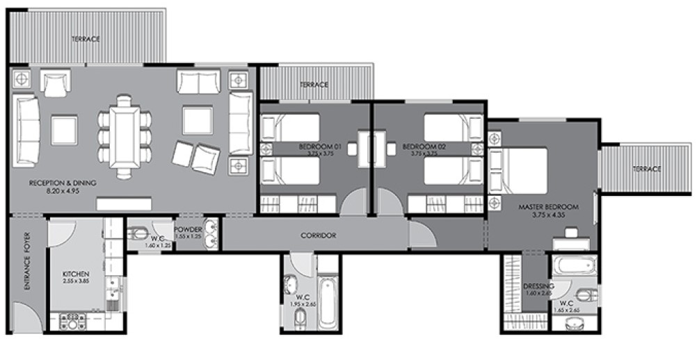 Floor plan for apartment at Taj City