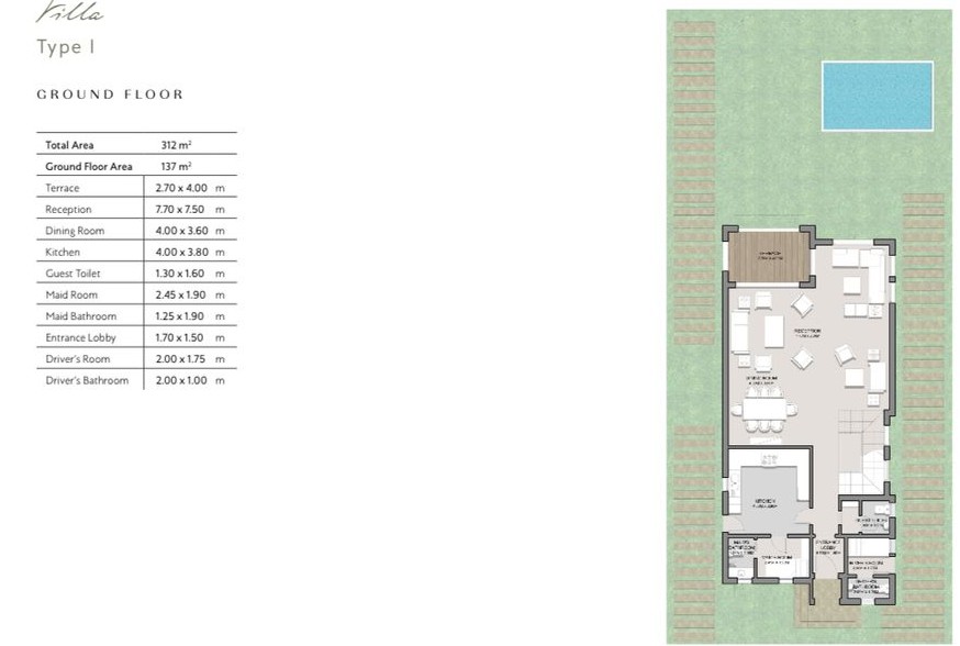 Floor plan for villa at Hyde Park