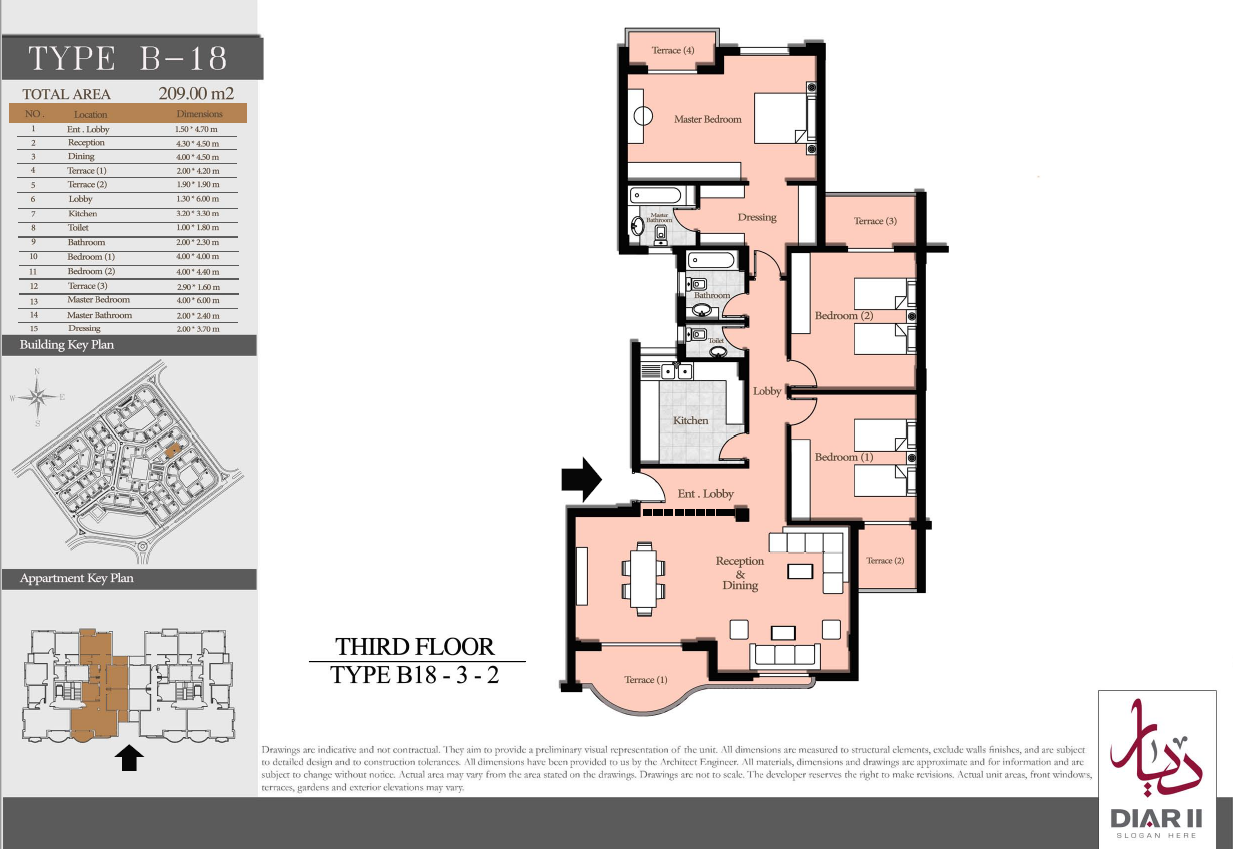 Floor plan for penthouse at Diar II