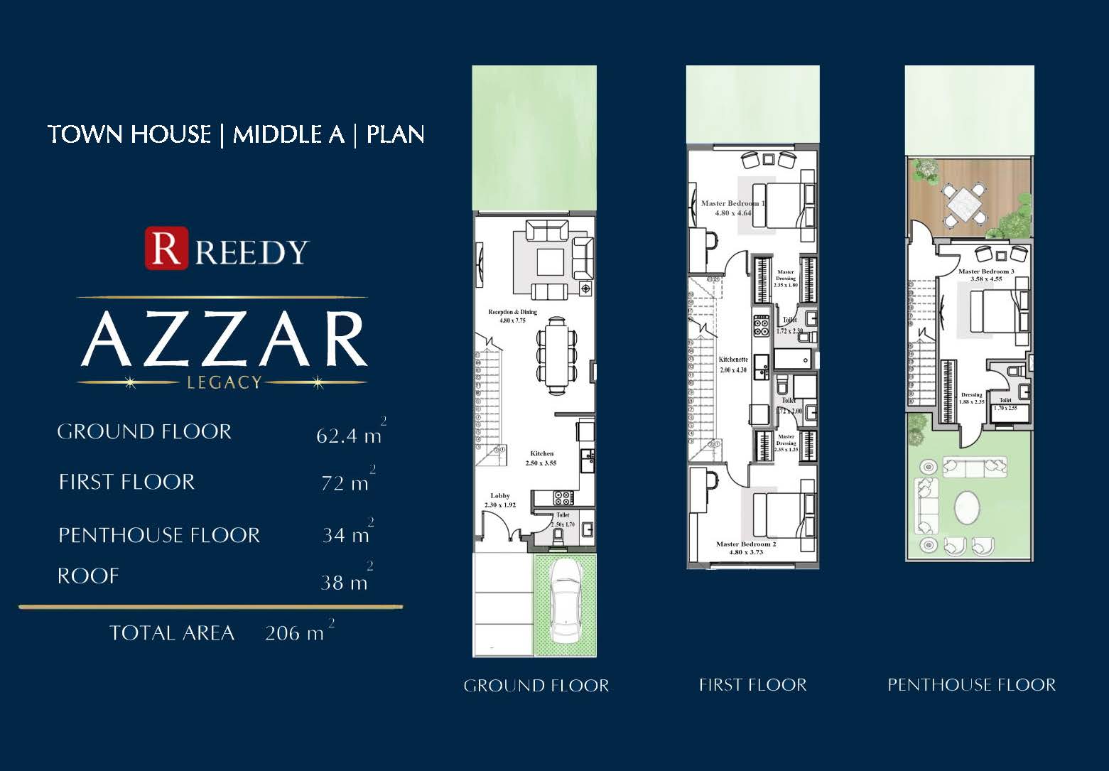 Floor plan for townhouse at Azzar Reedy