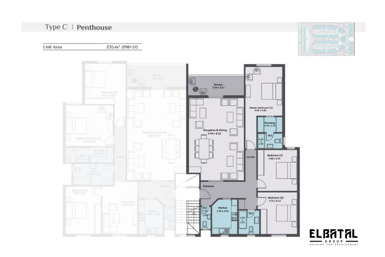 Floor plan for penthouse at Rock Vera