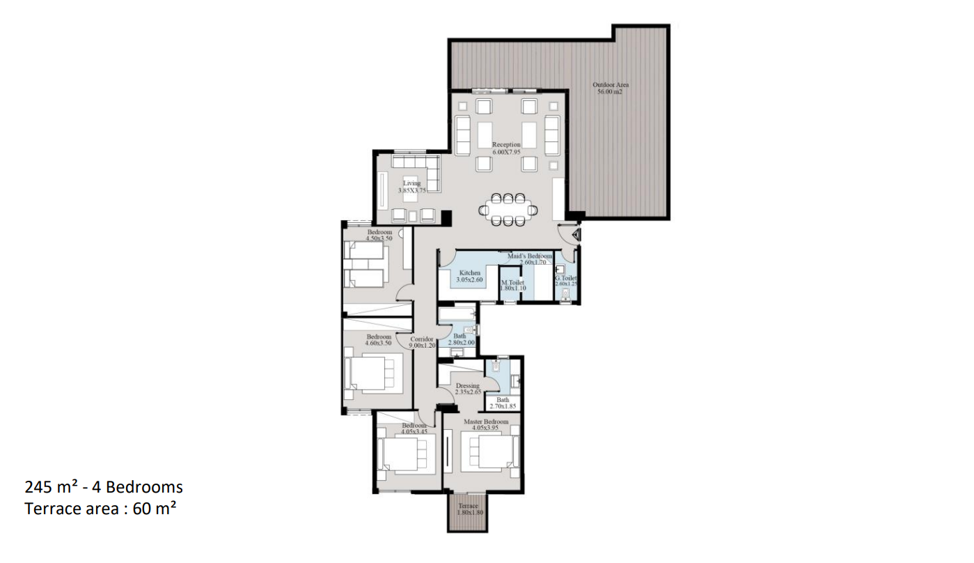Floor plan for apartment at Acasa Mia