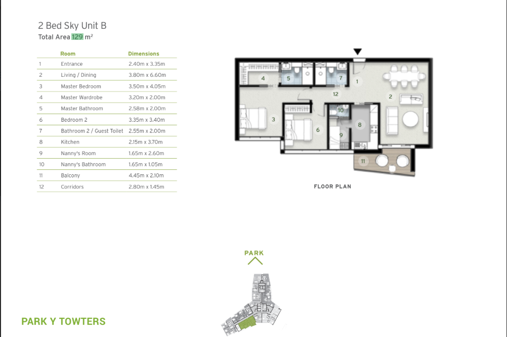 Floor plan for apartment at Zed Tower
