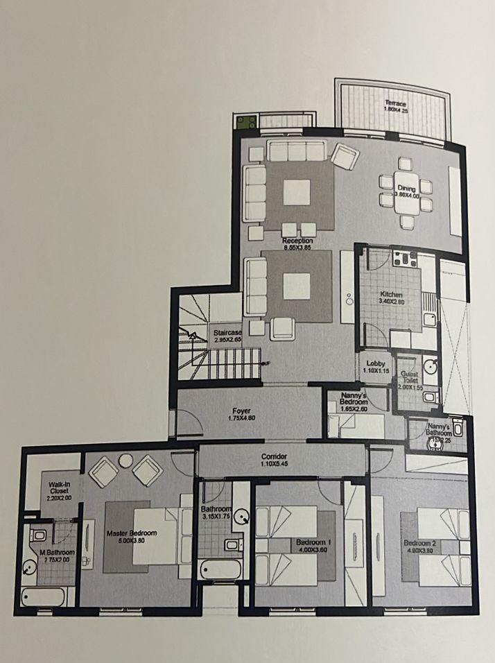 Floor plan for penthouse at Eastown