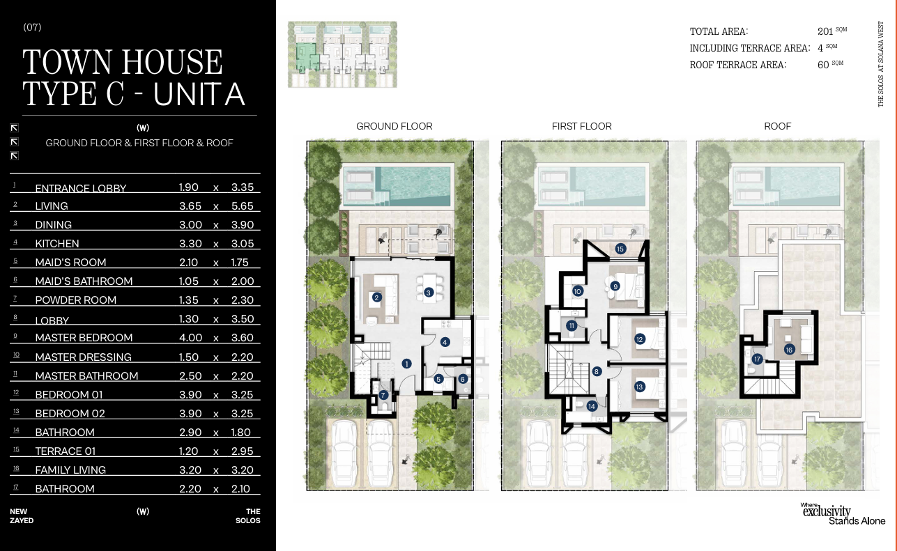 Floor plan for townhouse at The Solos - Solana