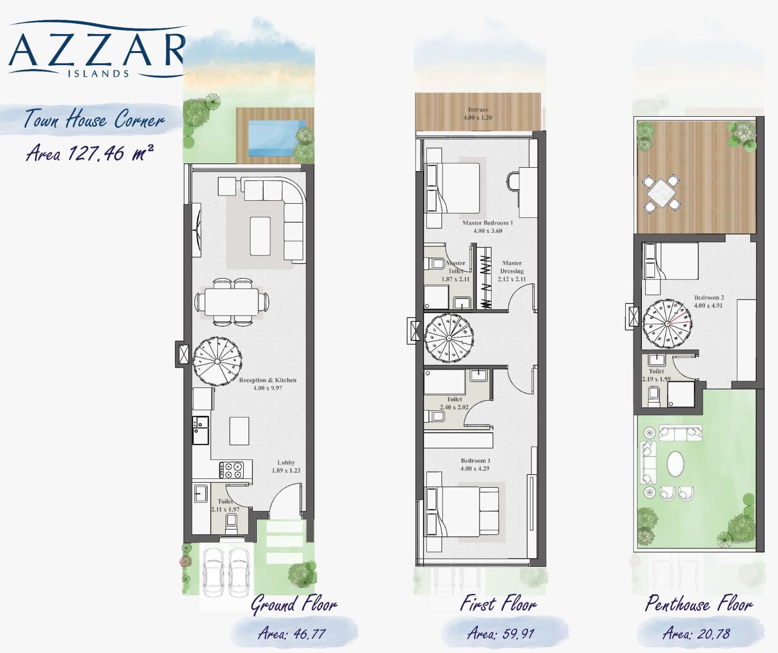 Floor plan for townhouse at Azzar Island