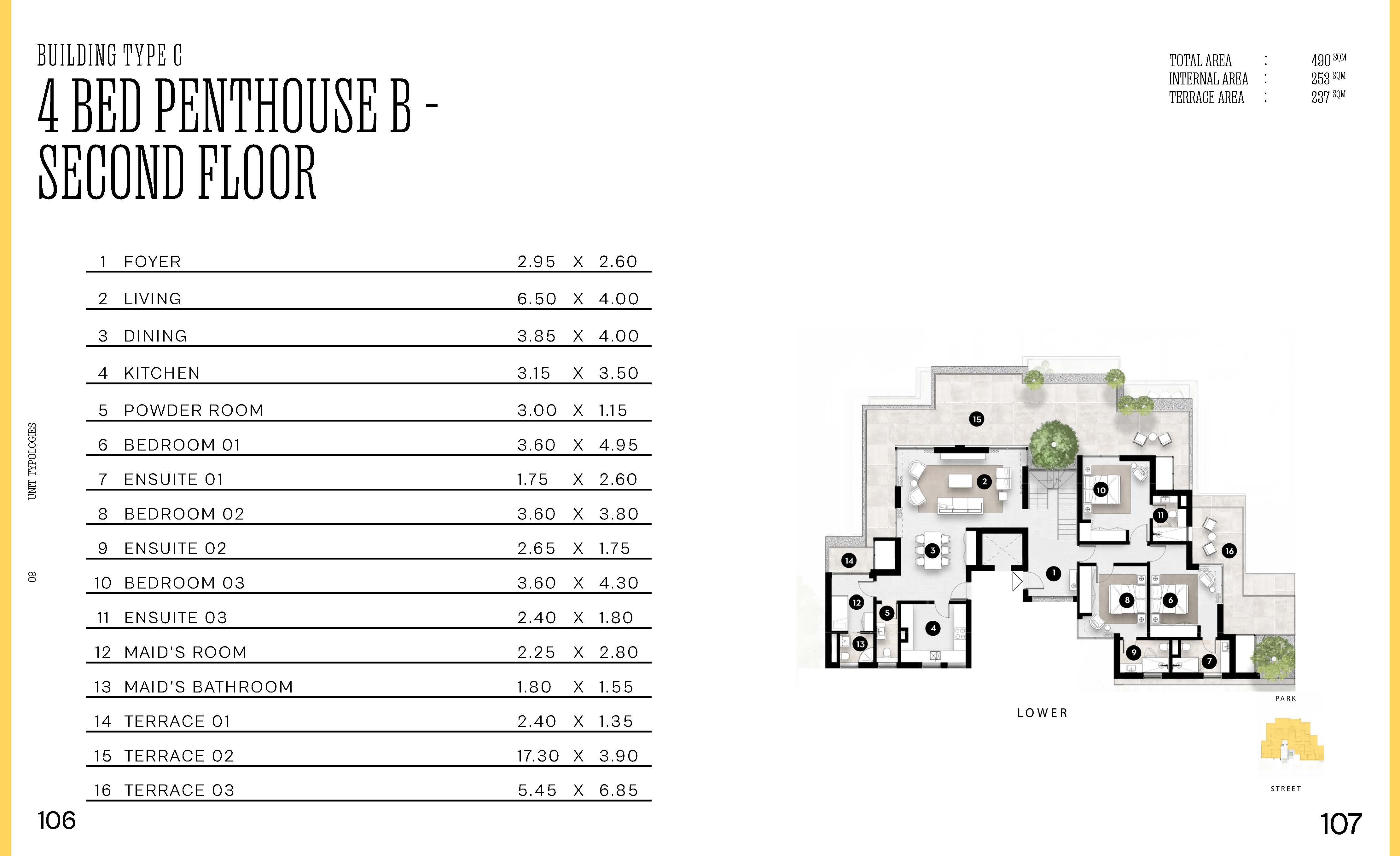 Floor plan for penthouse at Solana