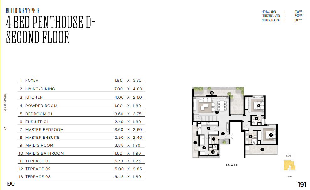 Floor plan for penthouse at Solana