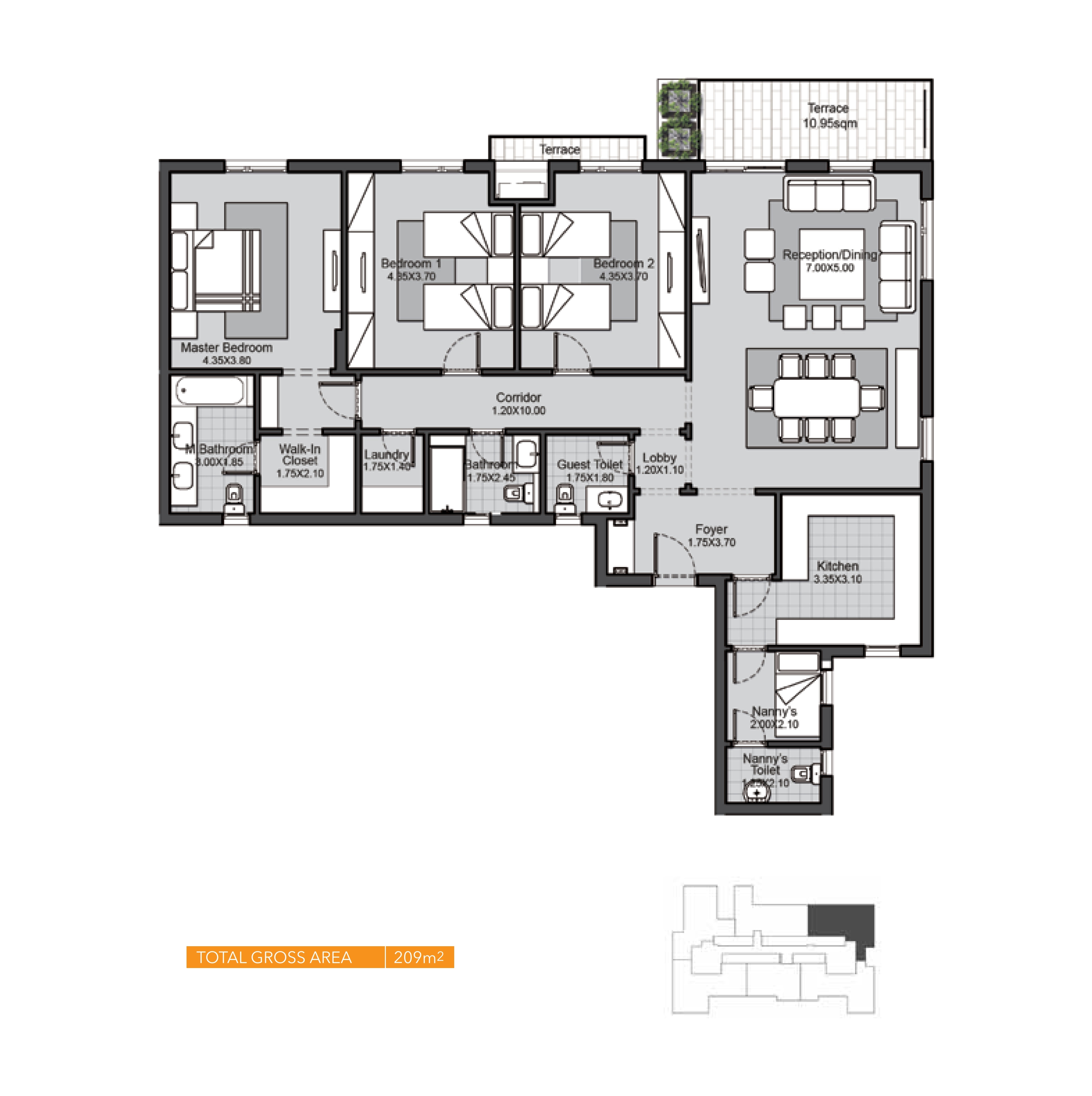Floor plan for apartment at Eastown Residence