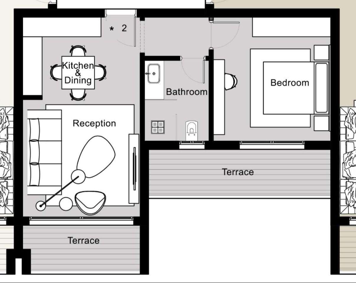 Floor plan for studio at Palm Hills October