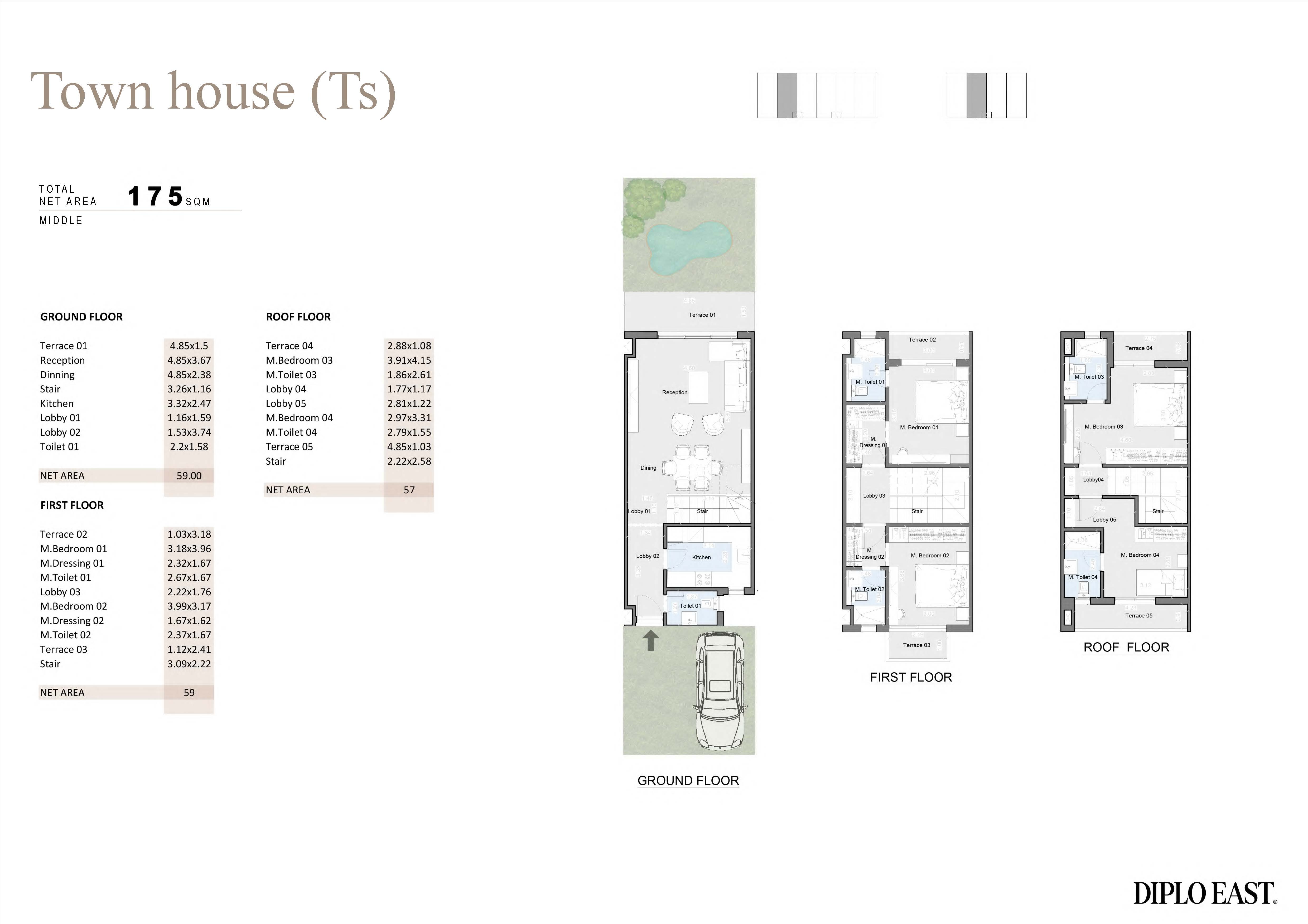 Floor plan for townhouse at Diplo East