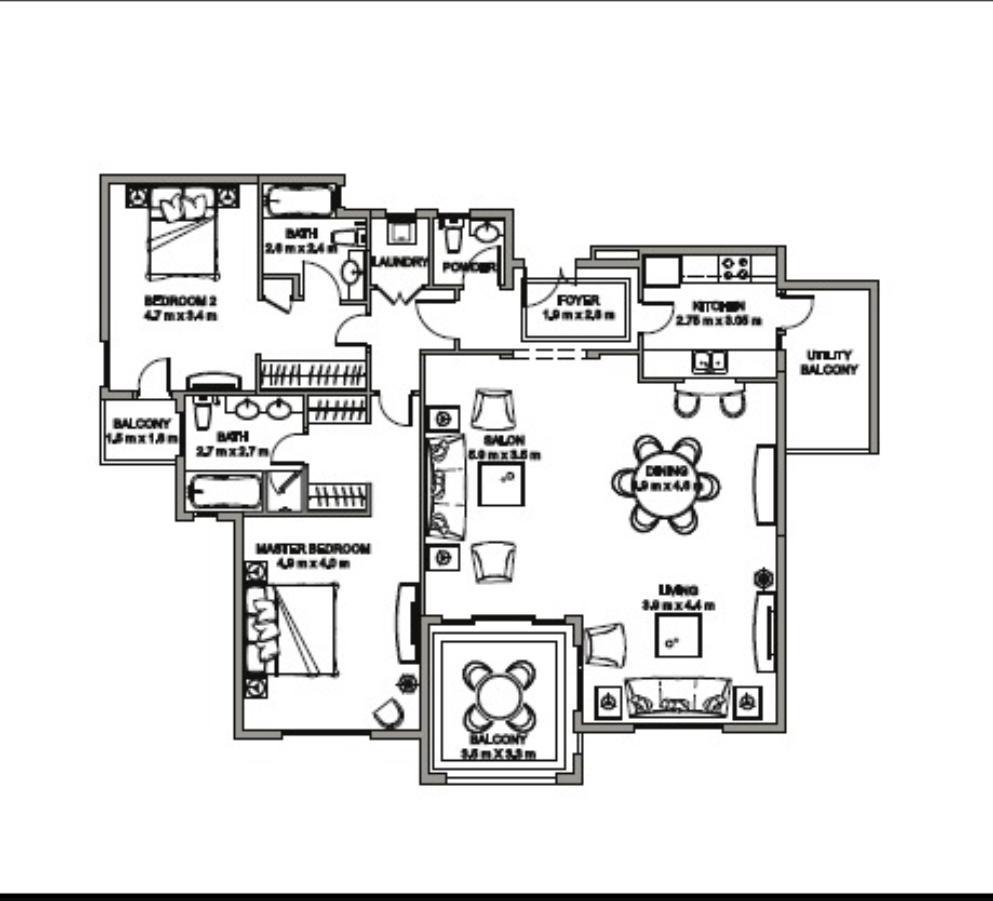 Floor plan for apartment at Uptown Cairo