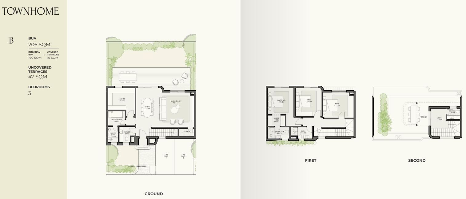 Floor plan for townhouse at Crescent Walk