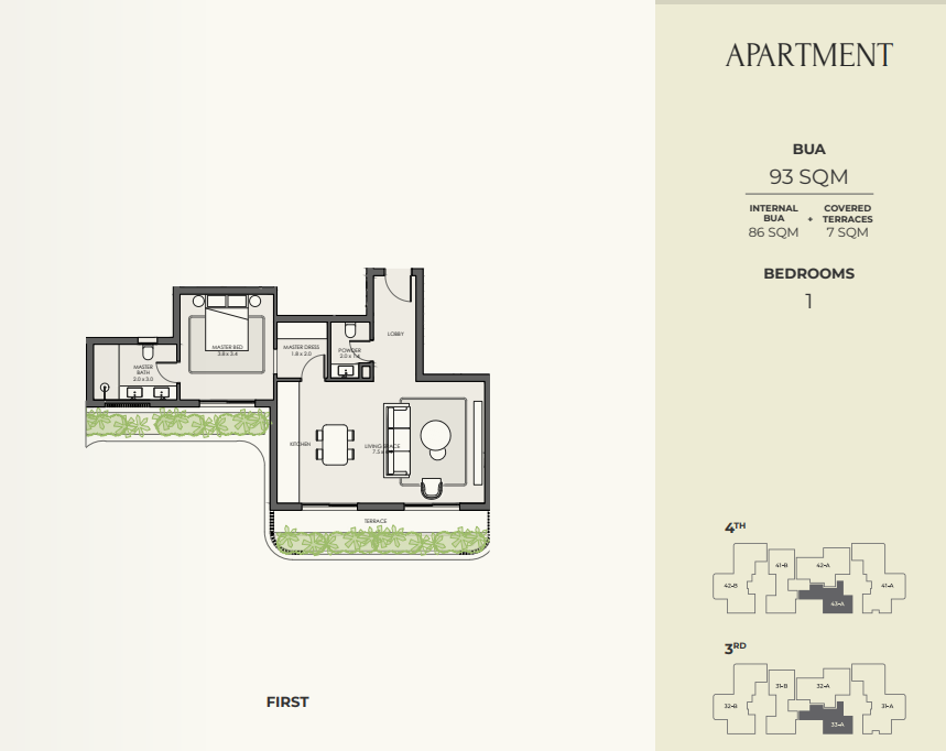 Floor plan for apartment at Crescent Walk