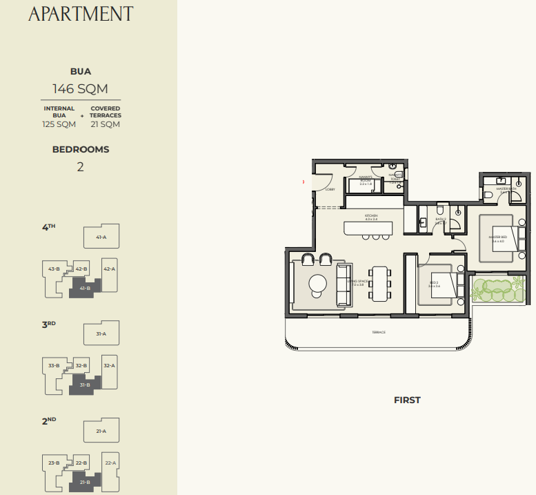 Floor plan for apartment at Crescent Walk