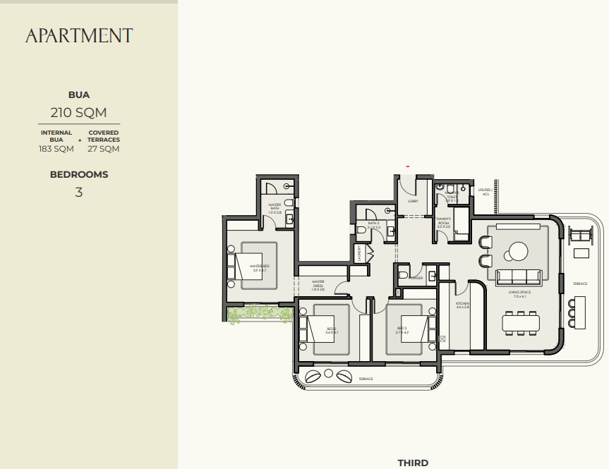 Floor plan for apartment at Crescent Walk