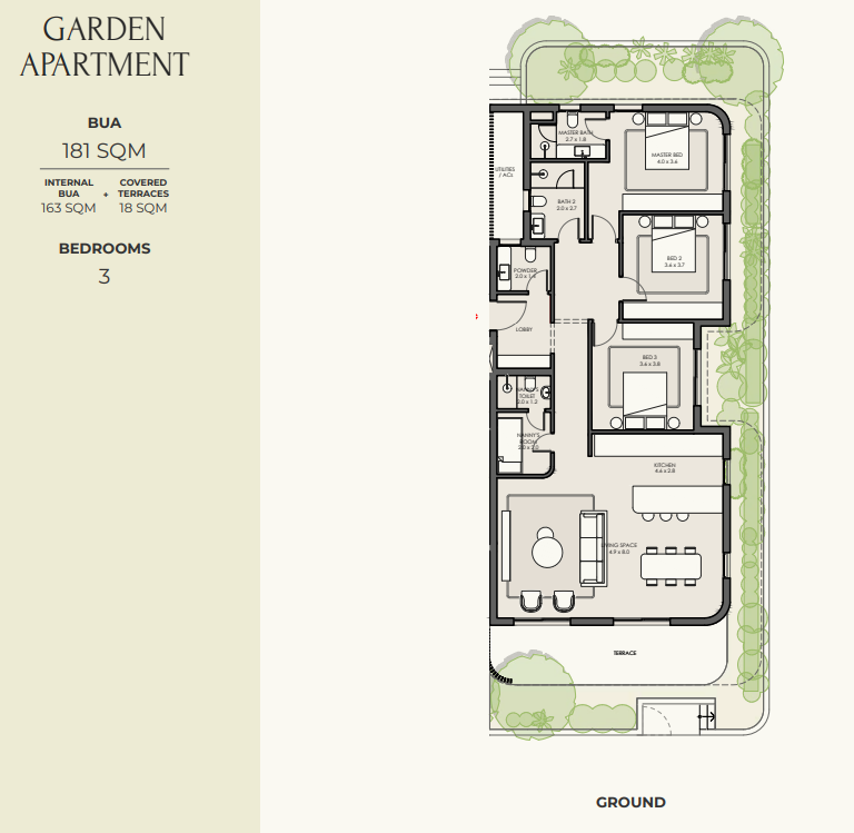 Floor plan for apartment at Crescent Walk