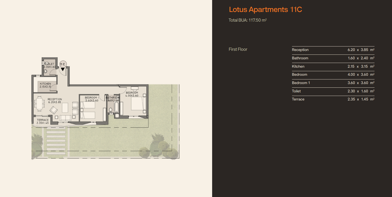Floor plan for apartment at Origami