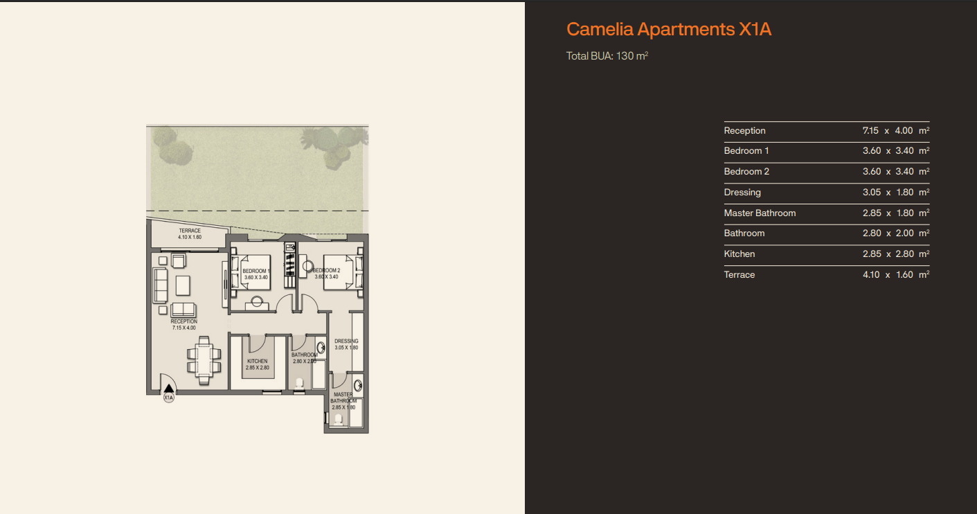 Floor plan for apartment at Origami