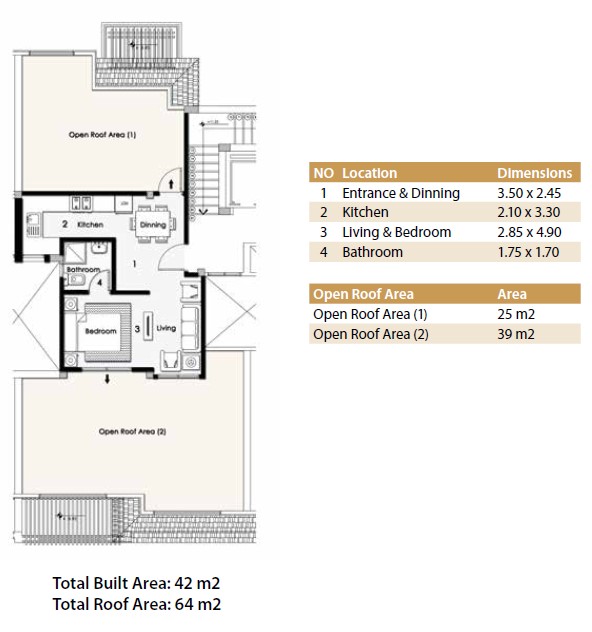 Floor plan for studio at Stone Residence