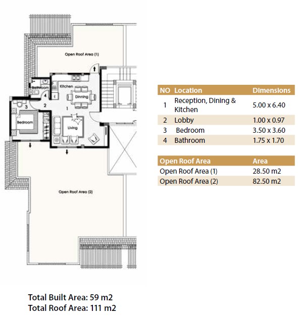 Floor plan for studio at Stone Residence