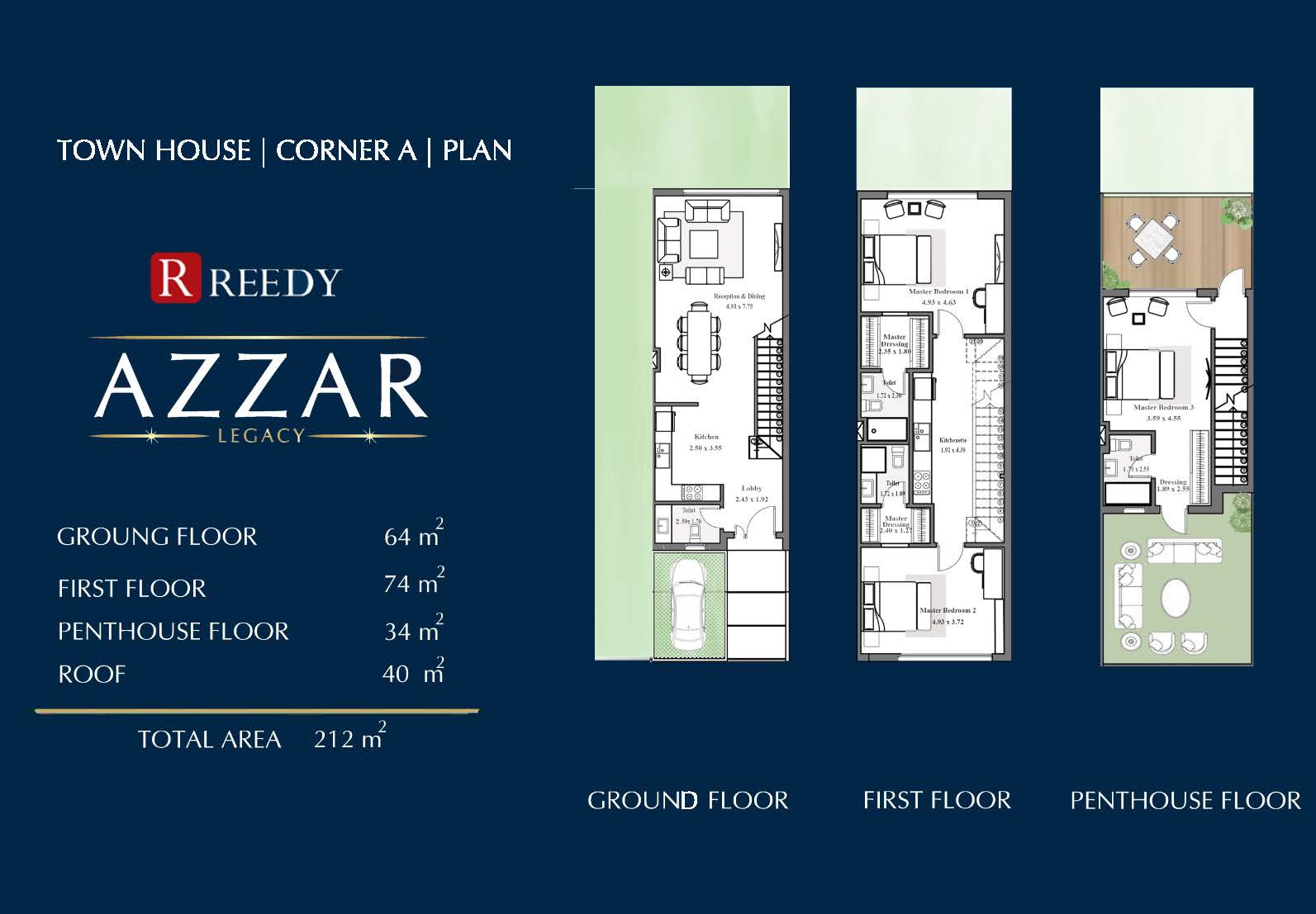 Floor plan for townhouse at Azzar Reedy