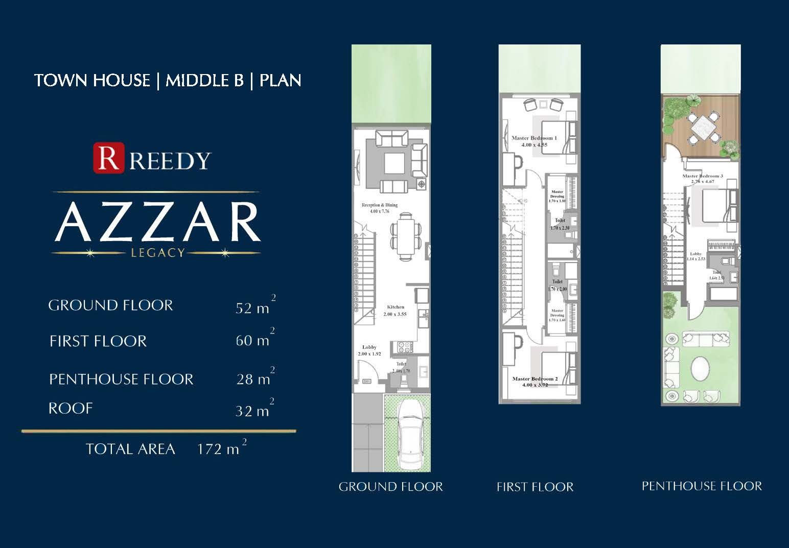 Floor plan for townhouse at Azzar Reedy