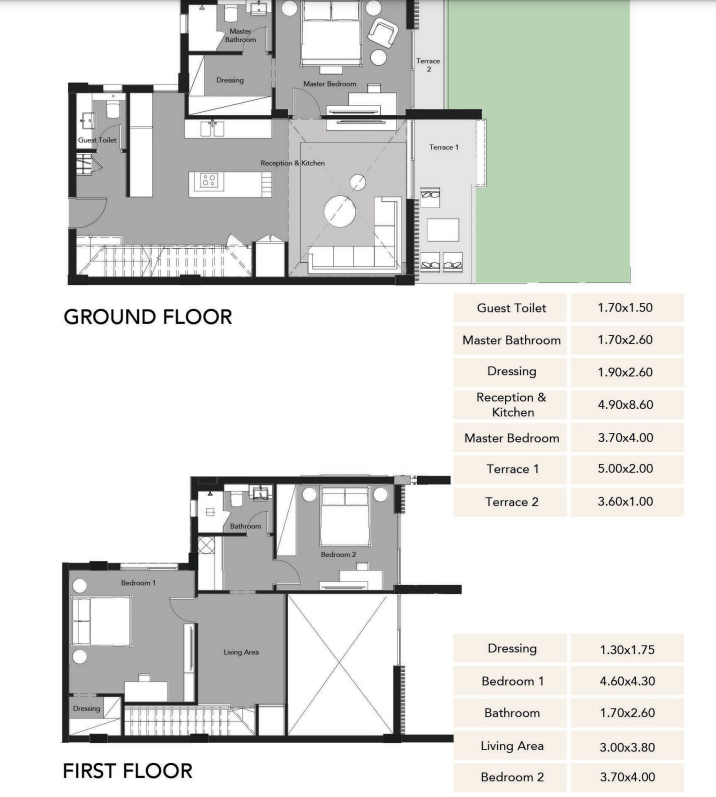 Floor plan for duplex at Pyramids Heights