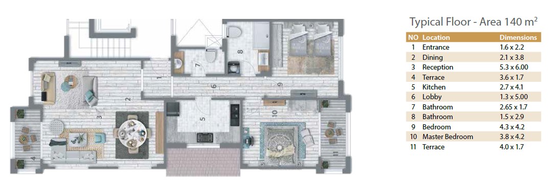 Floor plan for apartment at Stone Residence