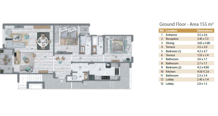 Floor plan for apartment at Stone Residence