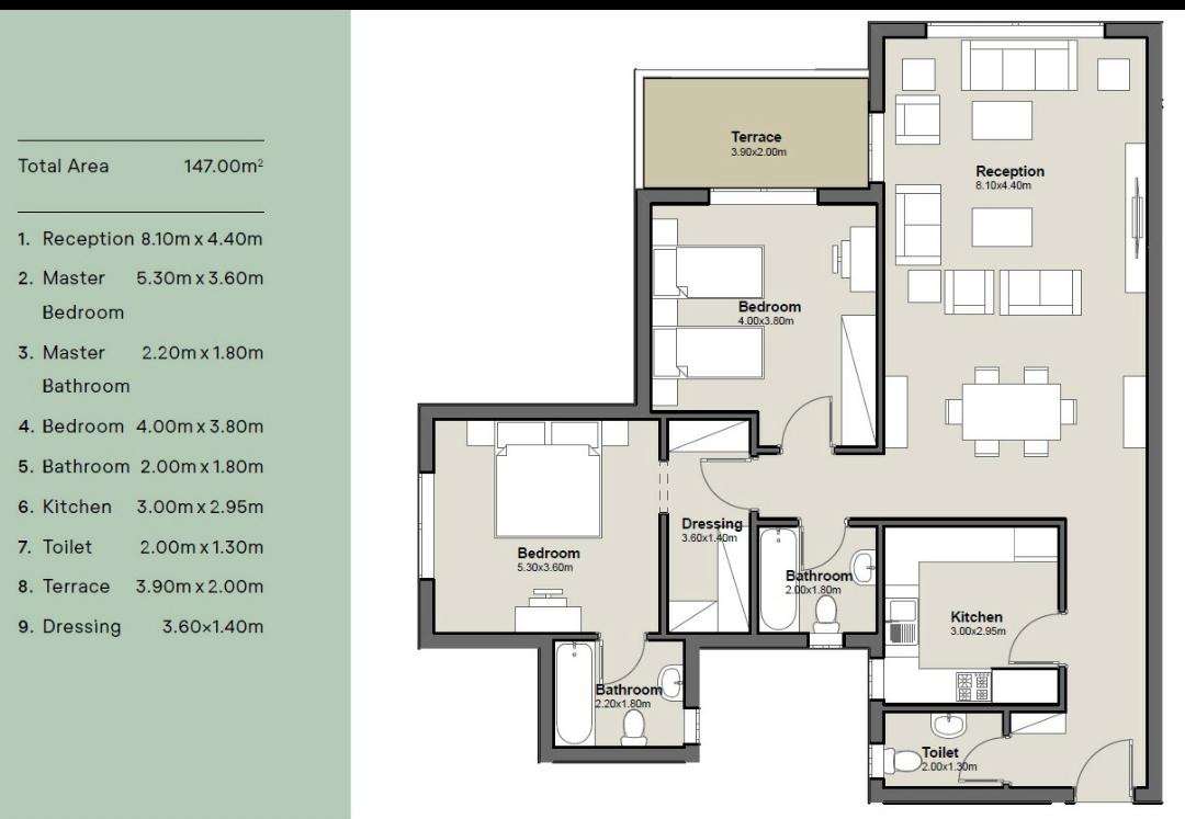 Floor plan for apartment at Axis X Iwan