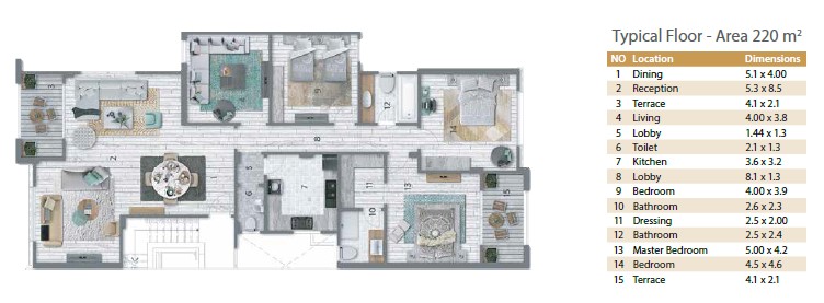 Floor plan for apartment at Stone Residence