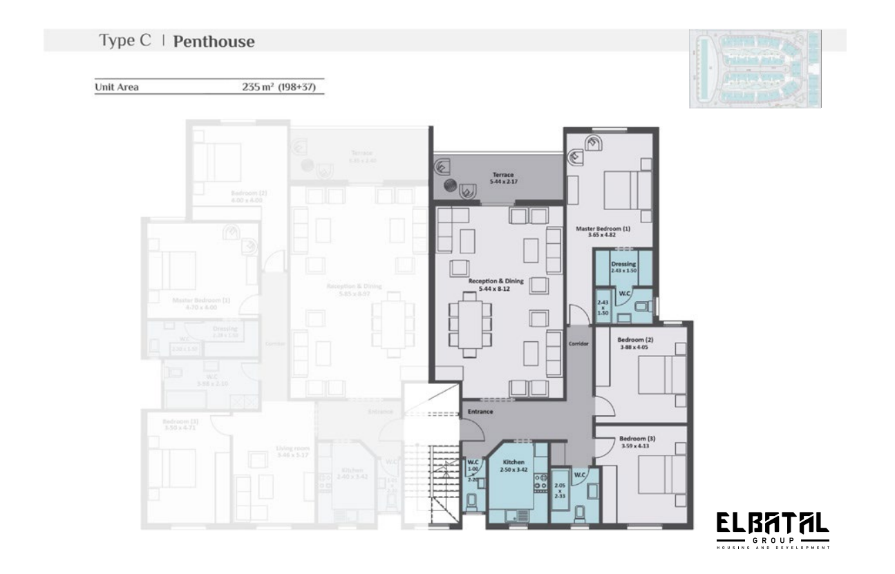 Floor plan for penthouse at Rock Vera