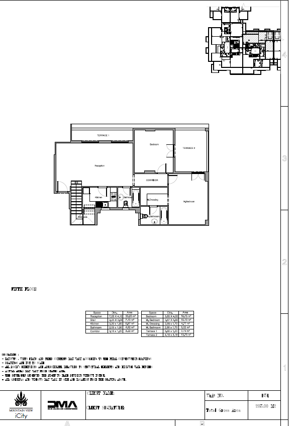 Floor plan for penthouse at Mountain View ICity New Cairo