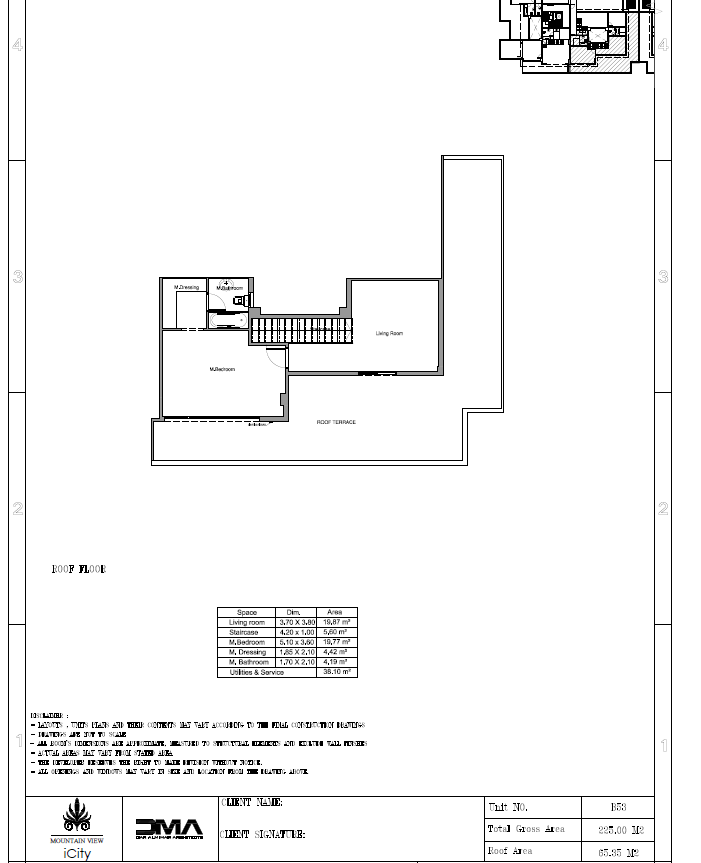 Floor plan for penthouse at Club Park- ICity New Cairo