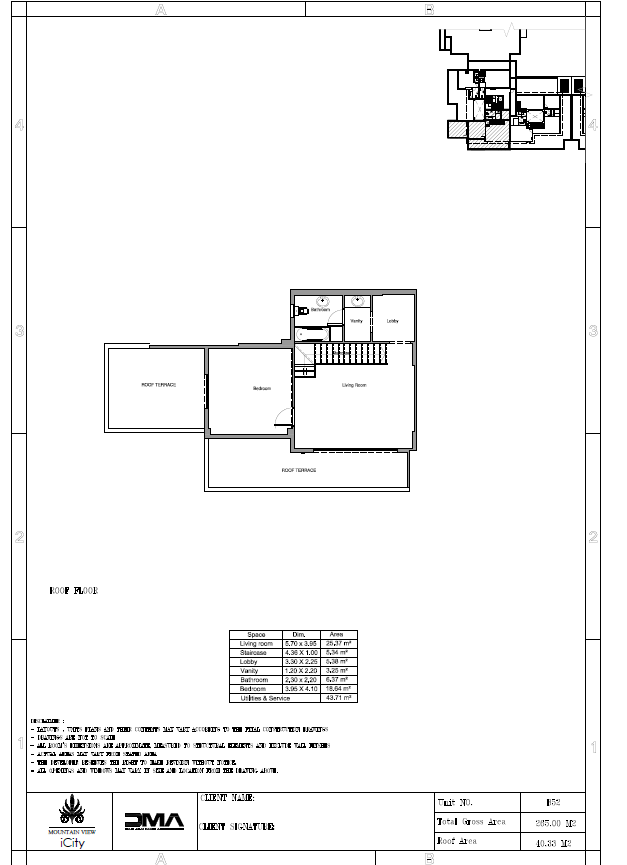 Floor plan for penthouse at Club Park- ICity New Cairo