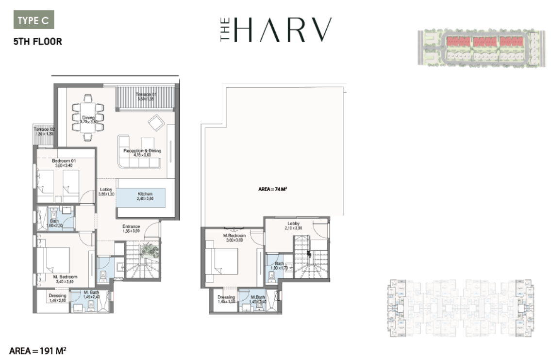 Floor plan for penthouse at The Harv
