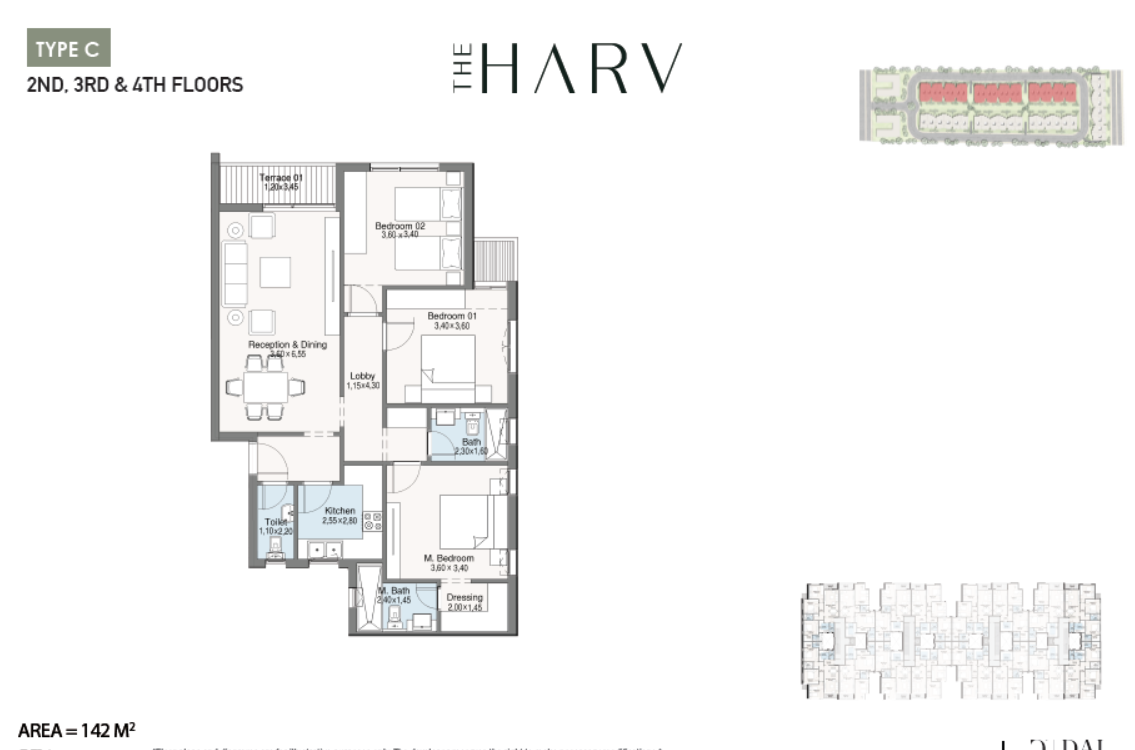 Floor plan for apartment at The Harv