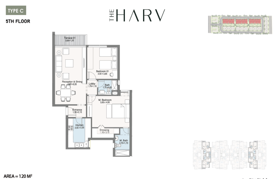 Floor plan for apartment at The Harv