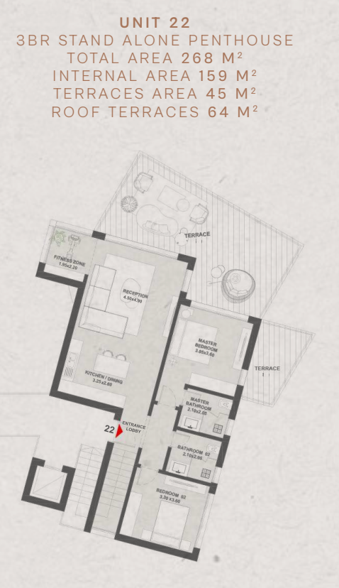 Floor plan for penthouse at Geo The Med