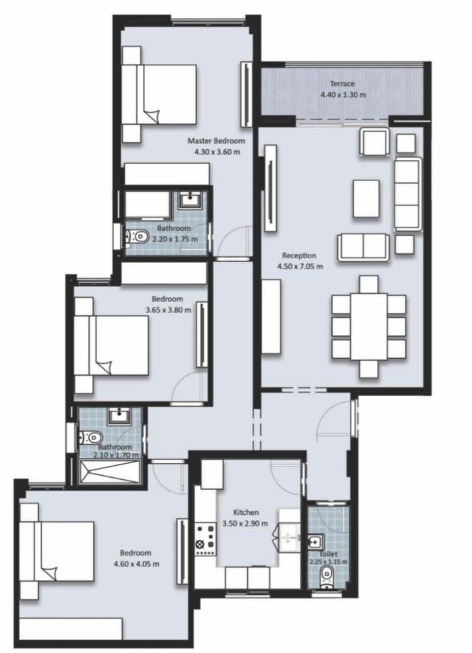 Floor plan for apartment at Fifth Square Al Marasem