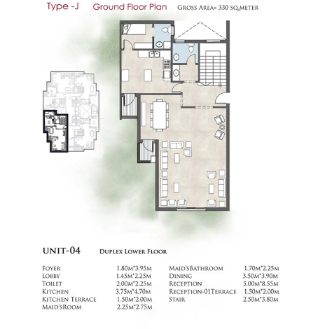 Floor plan for duplex at De Joya 1