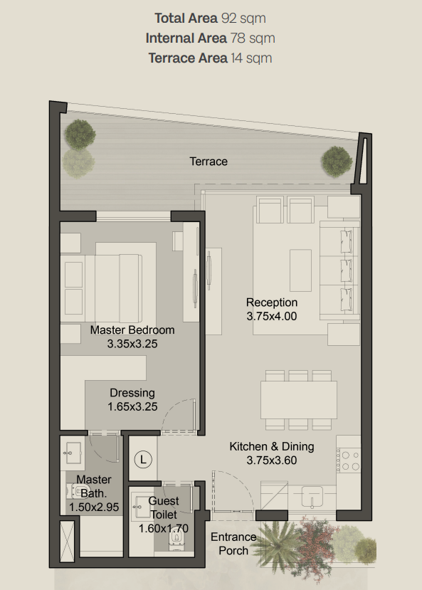 Floor plan for apartment at Hills of One