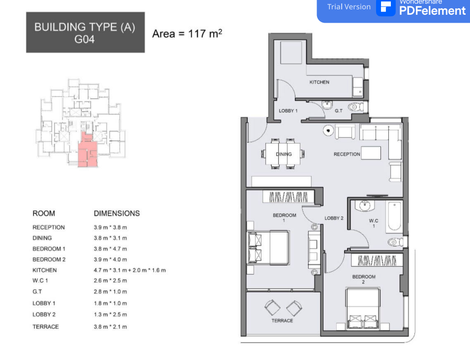 Floor plan for apartment at Serrano