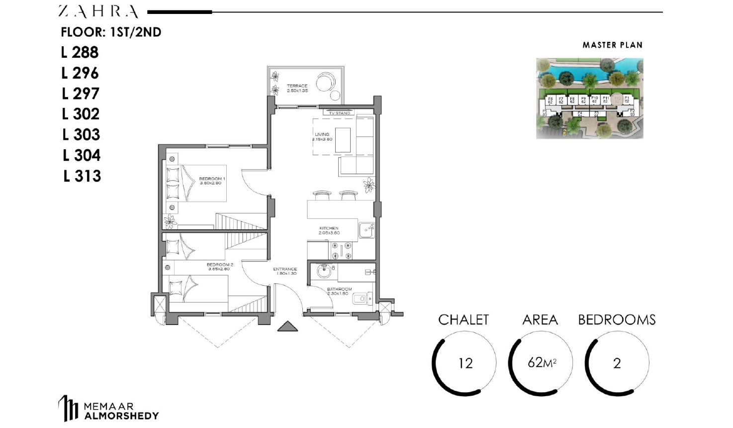 Floor plan for chalet at Zahra Morshedy Group