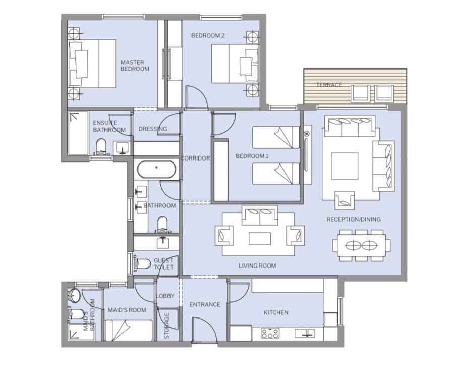 Floor plan for apartment at HAPTown