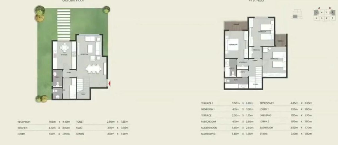 Floor plan for duplex at Aliva Mountain View Mostakbal City